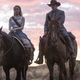 Dolores (Evan Rachel Wood) and Teddy (James Marsden) ride off into the sunset... sorta.